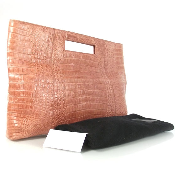 Crocodile Convertible Clutch Pink