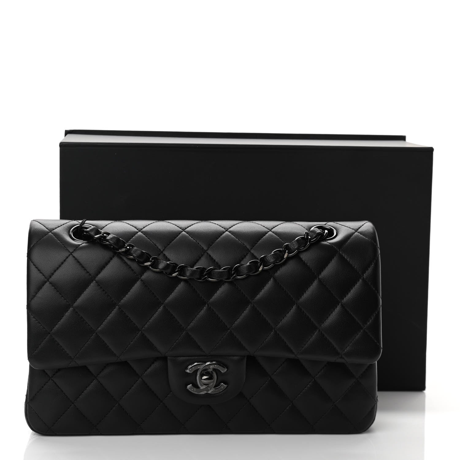 Chanel Lambskin Quilted Medium Double Flap So Black 11 of 11