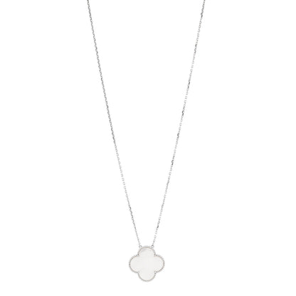Van Cleef & Arpels 18K White Gold Mother of Pearl Magic Alhambra Pendant Necklace 1 of 6