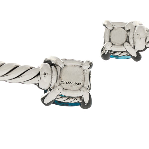 Sterling Silver Blue Topaz Hampton Blue Topaz Diamond 4mm Chatelaine Bypass Bracelet