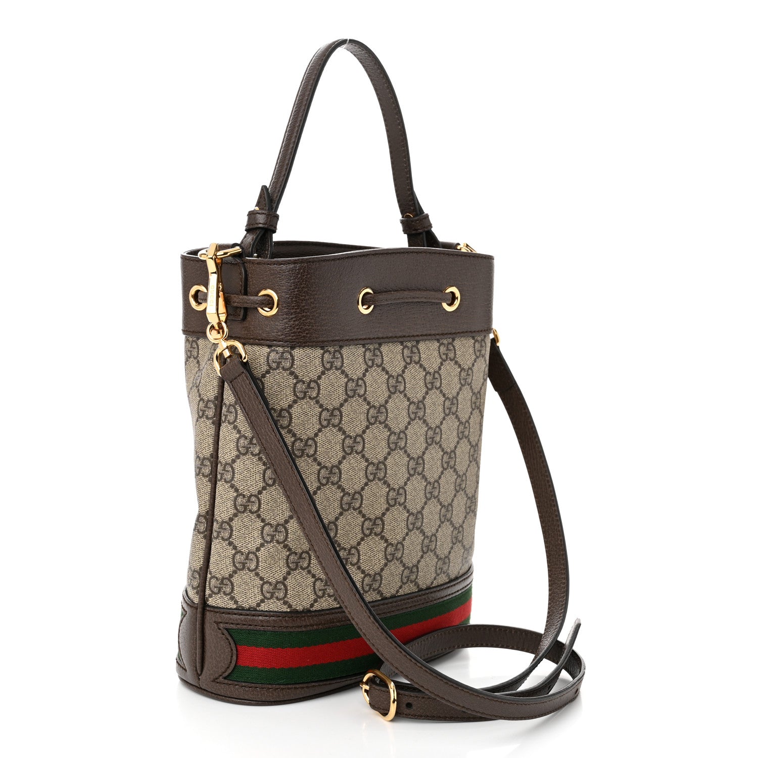 Gucci GG Supreme Monogram Web Small Ophidia Bucket Bag Brown 3 of 10