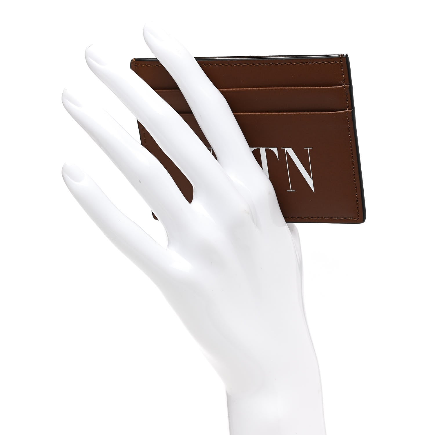 Valentino Garavani Calfskin VLTN Card Holder Cuir White 2 of 8