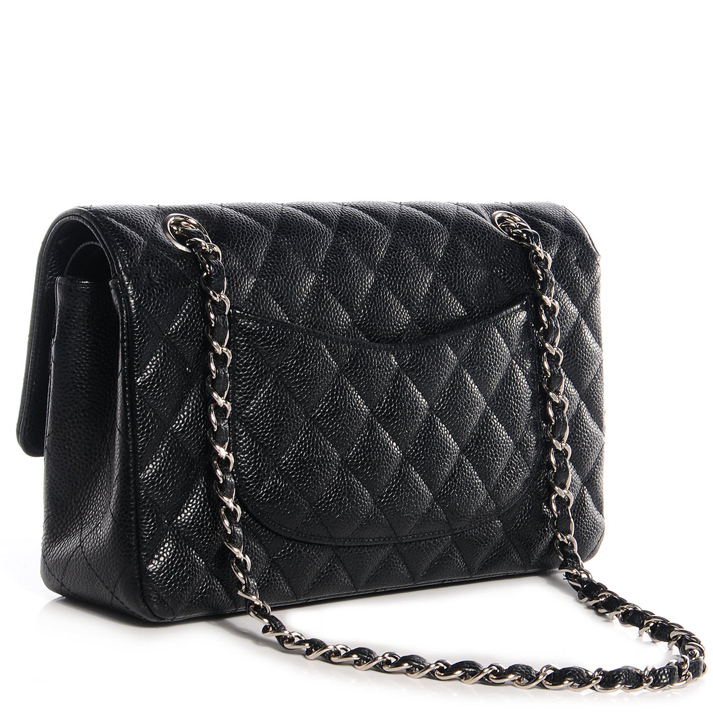 Caviar Quilted Medium Double Flap Black