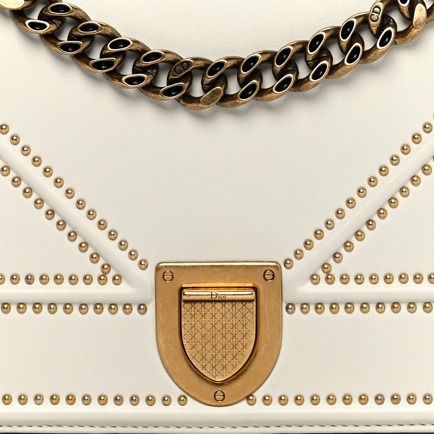 Lambskin Studded Medium Diorama Flap Bag Latte