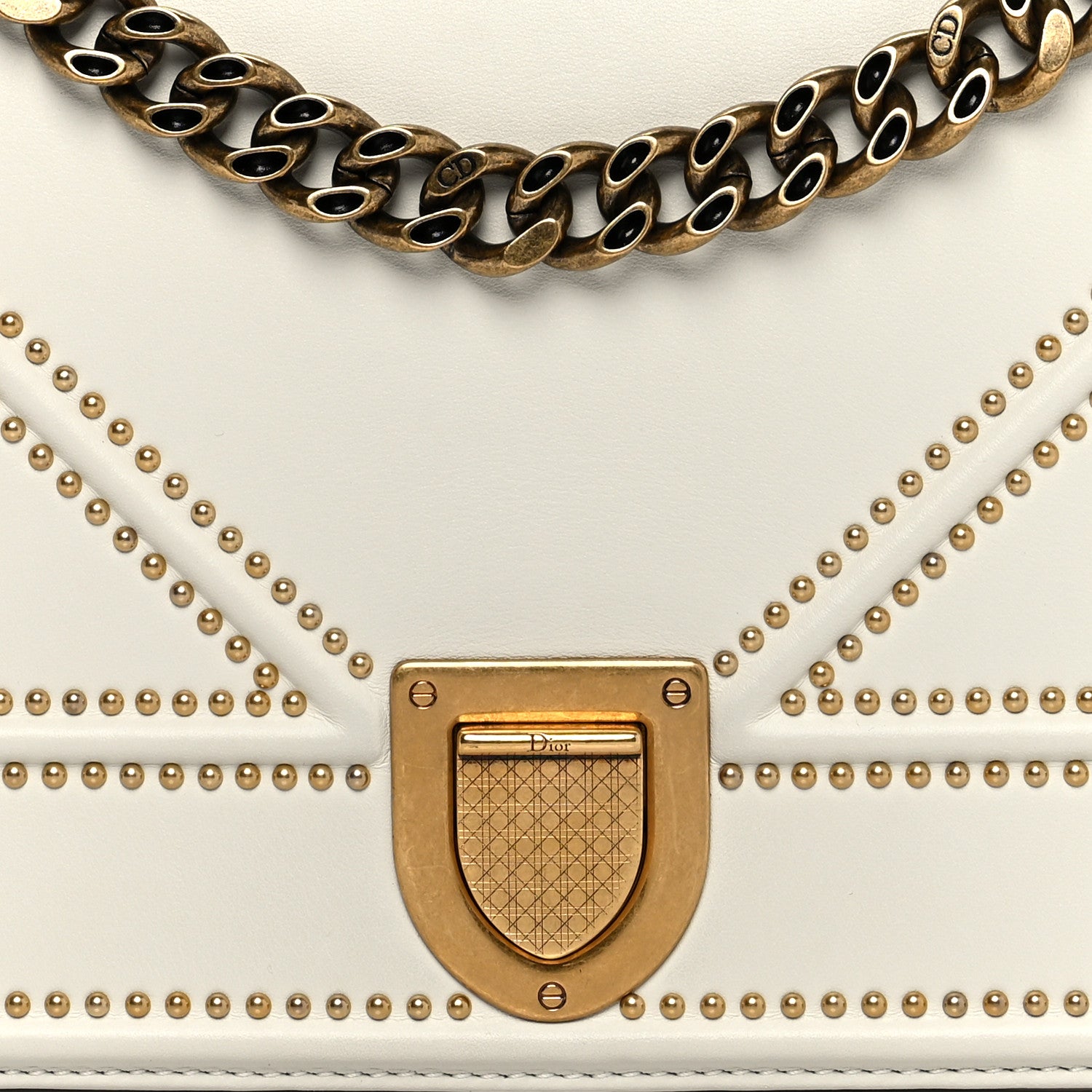 Christian Dior Lambskin Studded Medium Diorama Flap Bag Latte 8 of 10