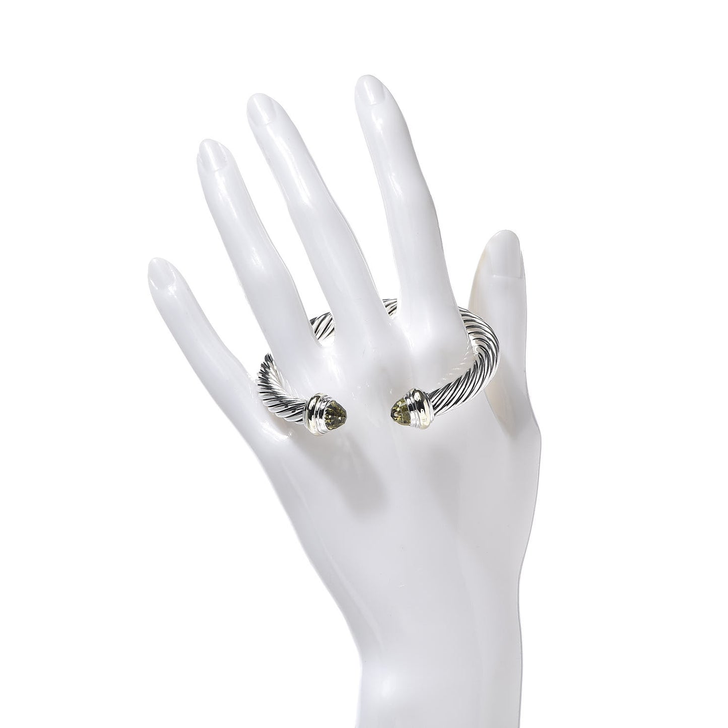 Sterling Silver 14K Yellow Gold Lemon Citrine 7mm Cable Classics Bracelet
