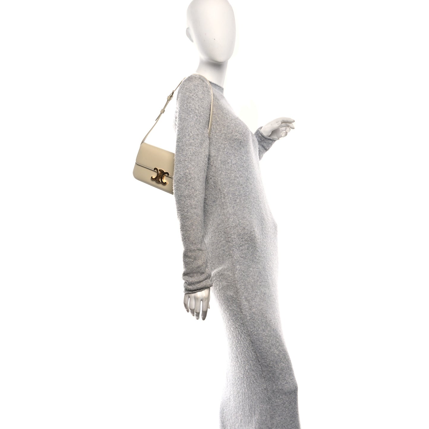 Natural Calfskin Triomphe Shoulder Bag Pampa