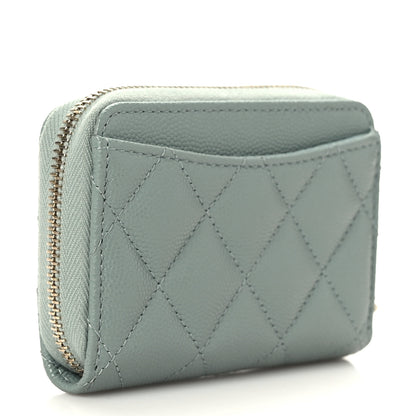 Chanel Caviar Quilted Zip Around Coin Purse Wallet Grey 3 of 7