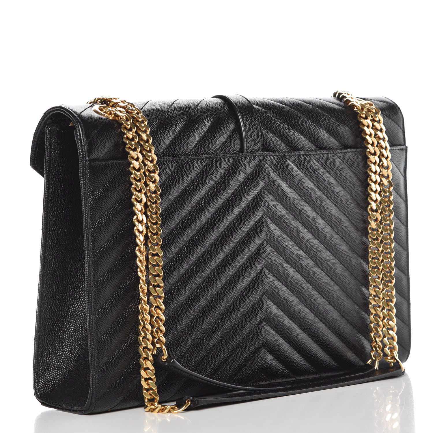 Saint Laurent Grain De Poudre Matelasse Chevron Large Monogram Satchel Black 3 of 10