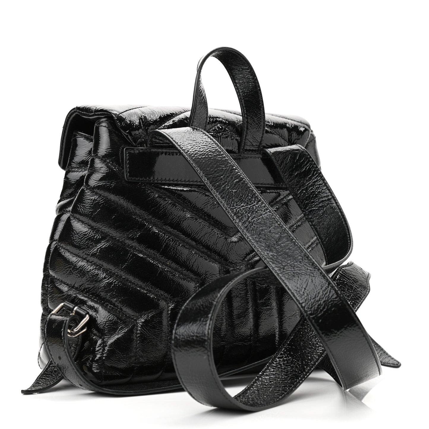 Patent Y Quilted Monogram Small Loulou Backpack Black
