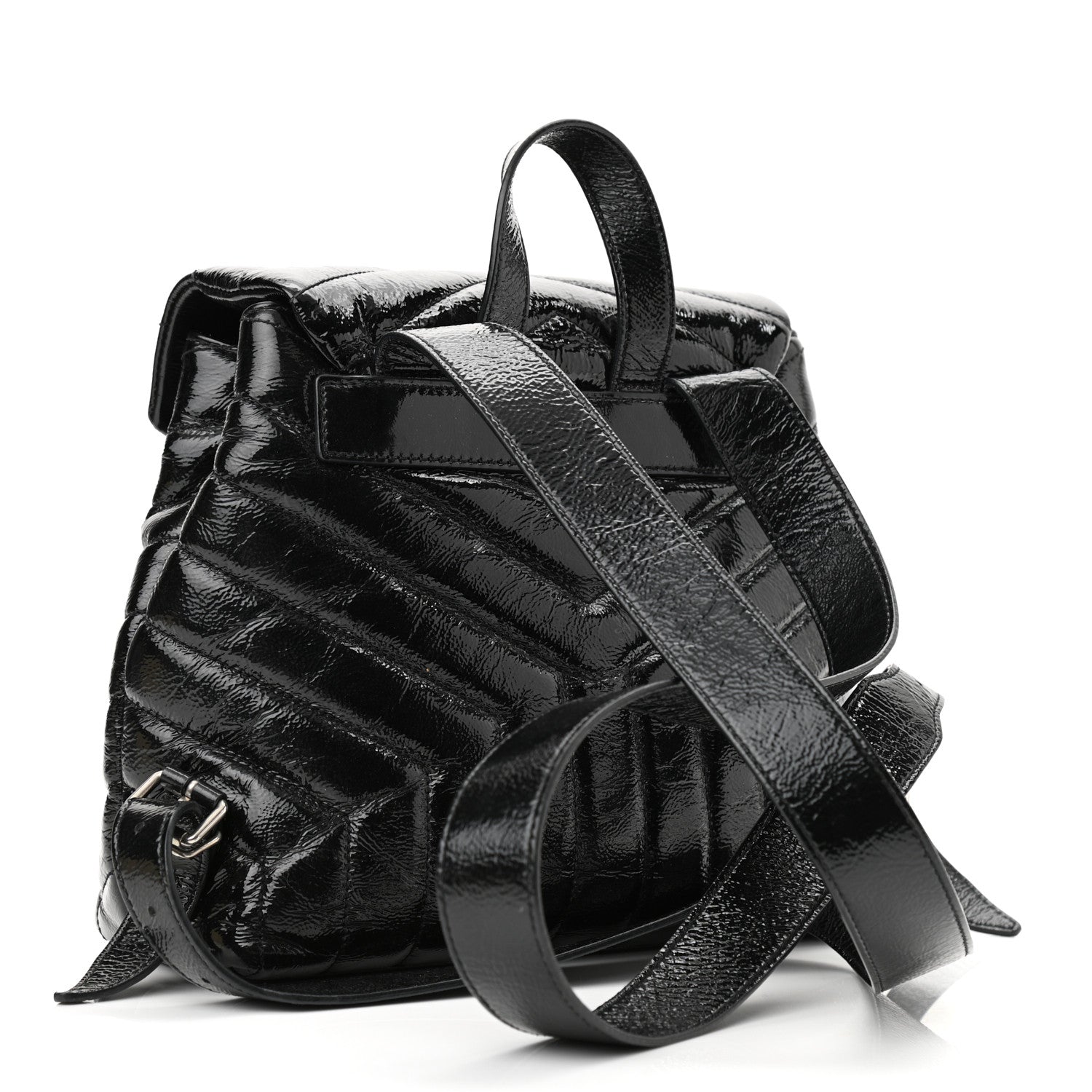 Saint Laurent Patent Y Quilted Monogram Small Loulou Backpack Black 3 of 11