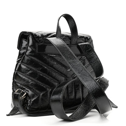 Saint Laurent Patent Y Quilted Monogram Small Loulou Backpack Black 3 of 11