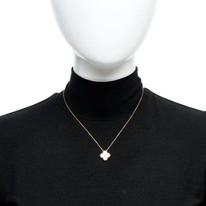 Van Cleef & Arpels 18K Yellow Gold Diamond Yellow Mother of Pearl Vintage Alhambra Pendant Necklace 2 of 6