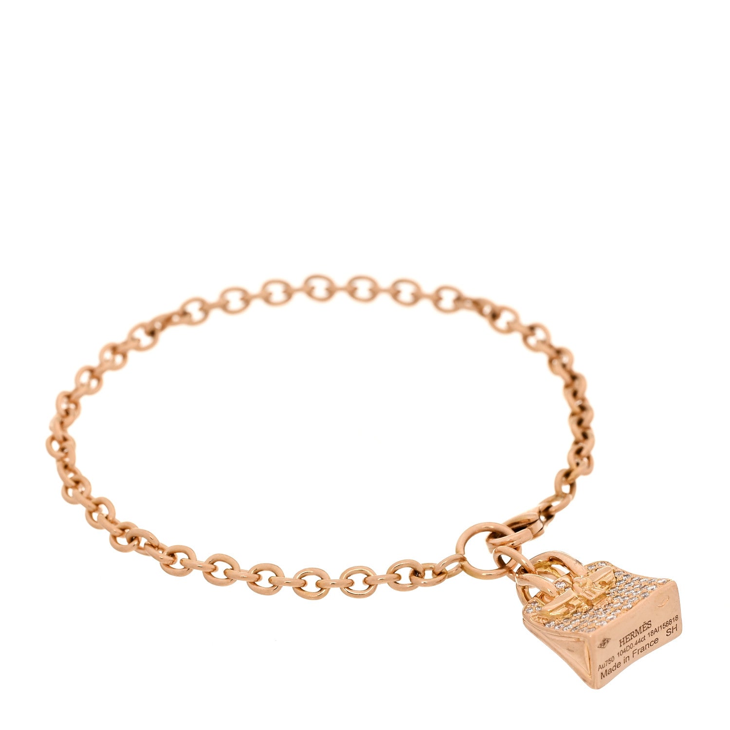 Hermes 18K Rose Gold Diamond Birkin Pave Bracelet SH 1 of 5