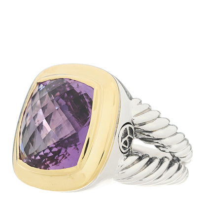 David Yurman Sterling Silver 18K Yellow Gold Amethyst 14mm Albion Ring 53 6.25 3 of 5