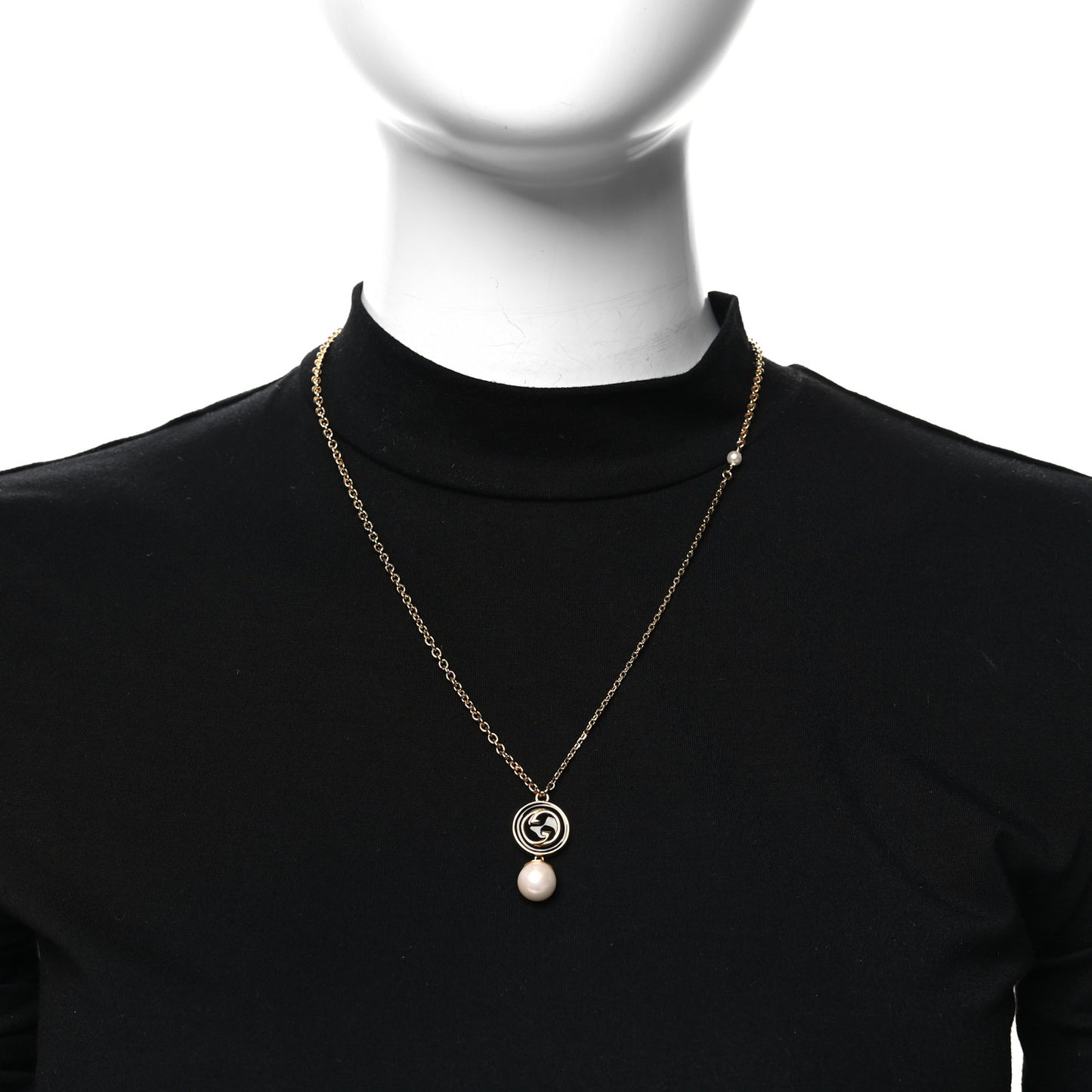 Metal Enamel Blondie Pendant Necklace Gold Black