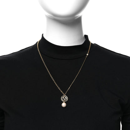 Gucci Metal Enamel Blondie Pendant Necklace Gold Black 2 of 5