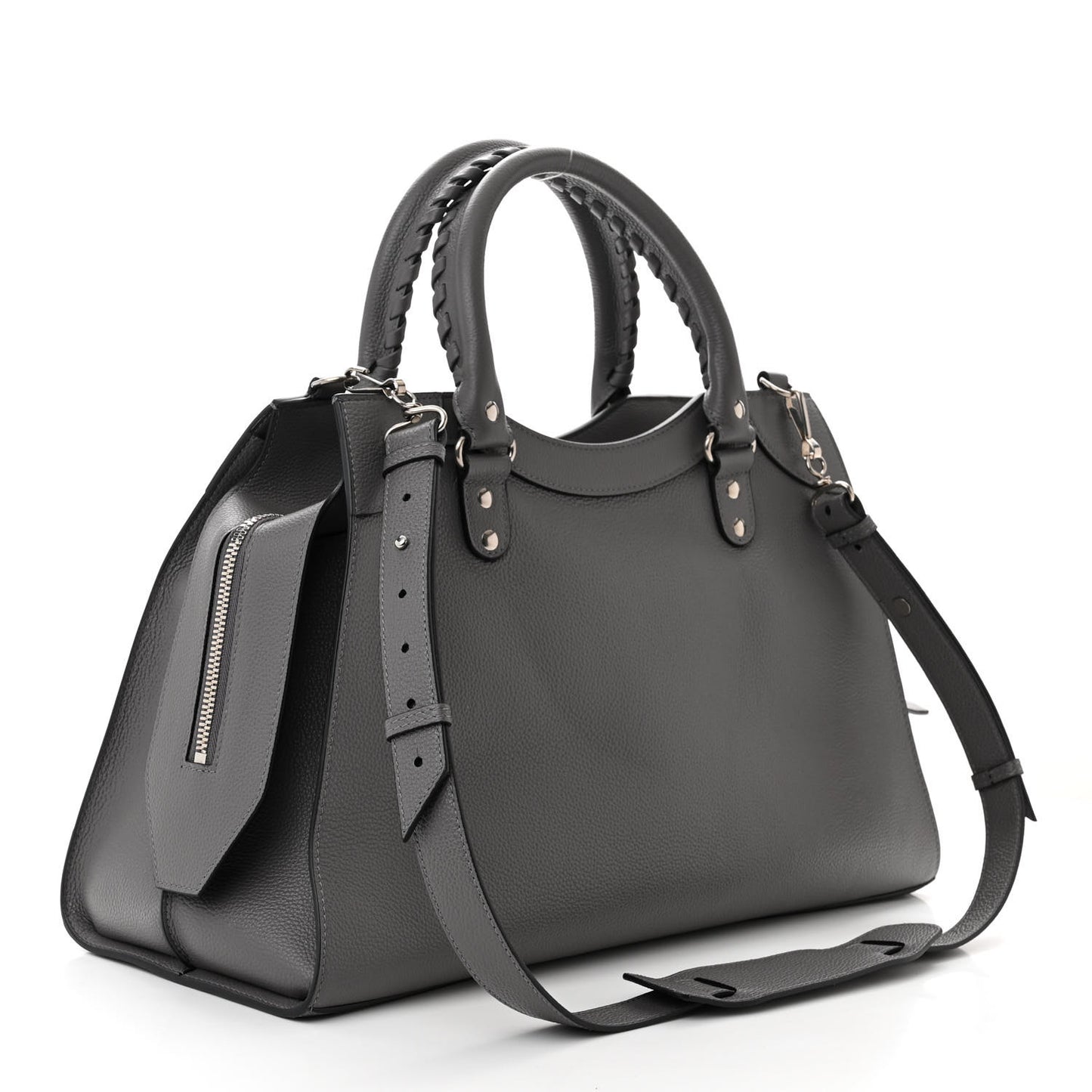 Grained Calfskin Neo Classic Silver Hardware Medium City Dark Grey