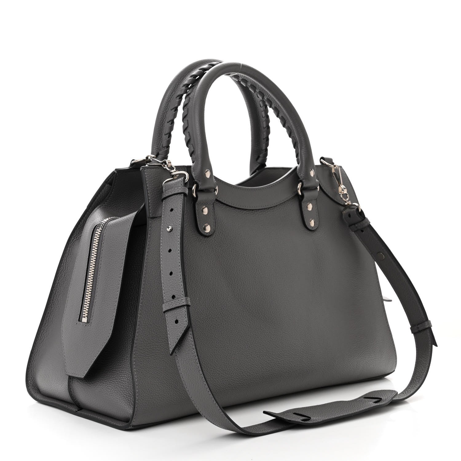 Balenciaga Grained Calfskin Neo Classic Silver Hardware Medium City Dark Grey 3 of 10