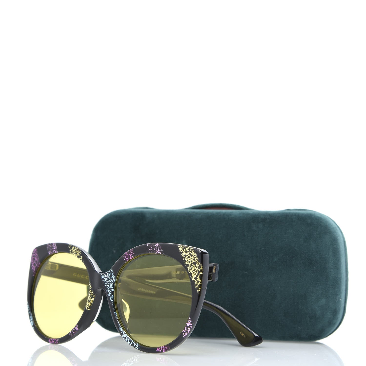 Gucci Glitter Acetate Cat Eye Sunglasses GG0325SA Black Yellow 8 of 8