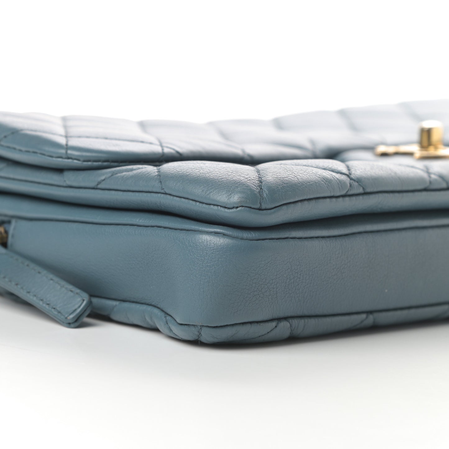 Calfskin Quilted Medium CC Crown Flap Blue