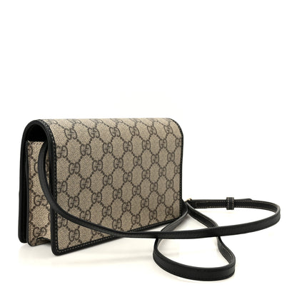 Gucci GG Emblem Monogram Wallet With Strap Beige Ebony Black 3 of 11