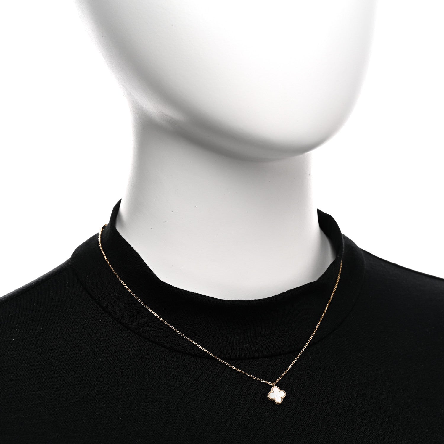 Van Cleef & Arpels 18K Yellow Gold Mother of Pearl Sweet Alhambra Pendant Necklace 2 of 5