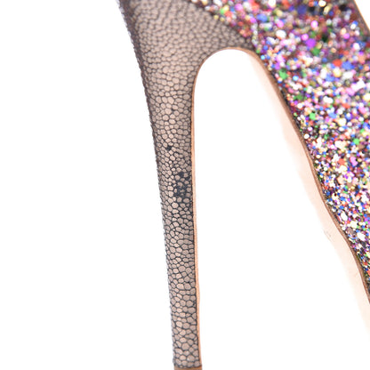 Jimmy Choo Glitter Fabric Vibe Peep Toe Platform Pumps 40 Multicolor 17 of 18