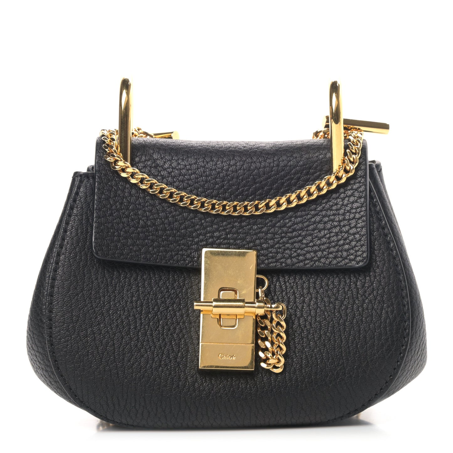 Grained Lambskin Nano Drew Shoulder Bag Black