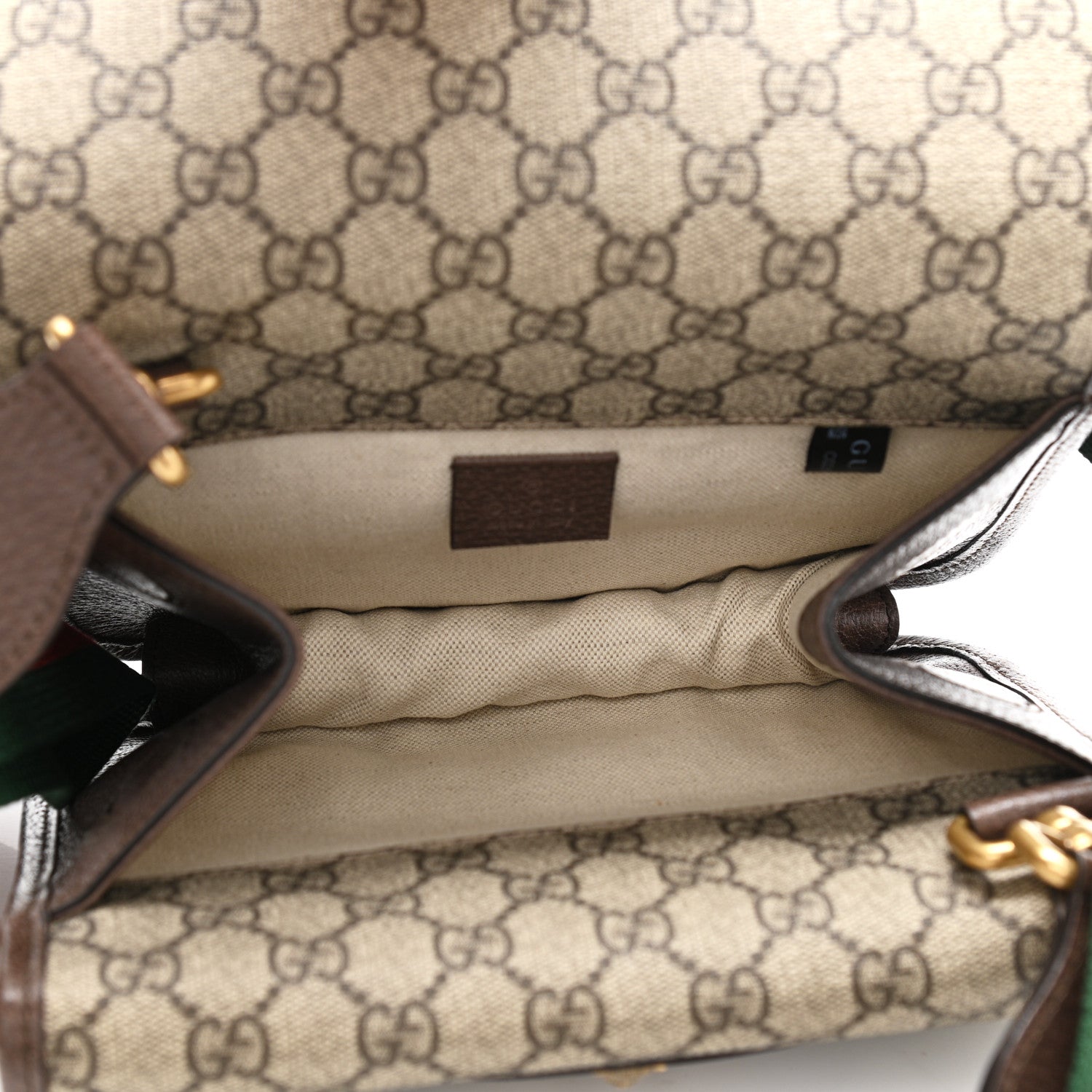Gucci GG Supreme Monogram Web Small Neo Vintage Double Flap Messenger Bag Beige New Acero 5 of 11
