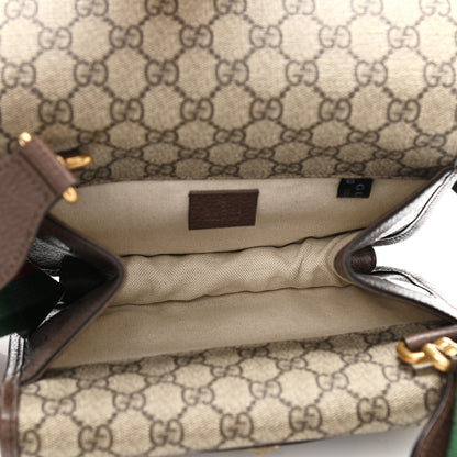 Gucci GG Supreme Monogram Web Small Neo Vintage Double Flap Messenger Bag Beige New Acero 5 of 11