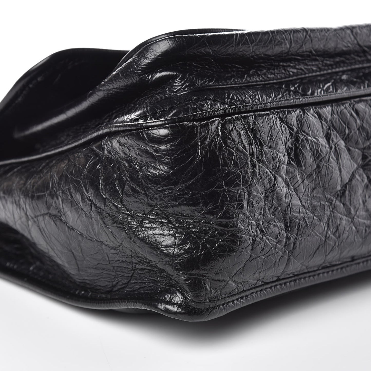 Crinkled Calfskin Matelasse Monogram Medium Niki Chain Satchel Black