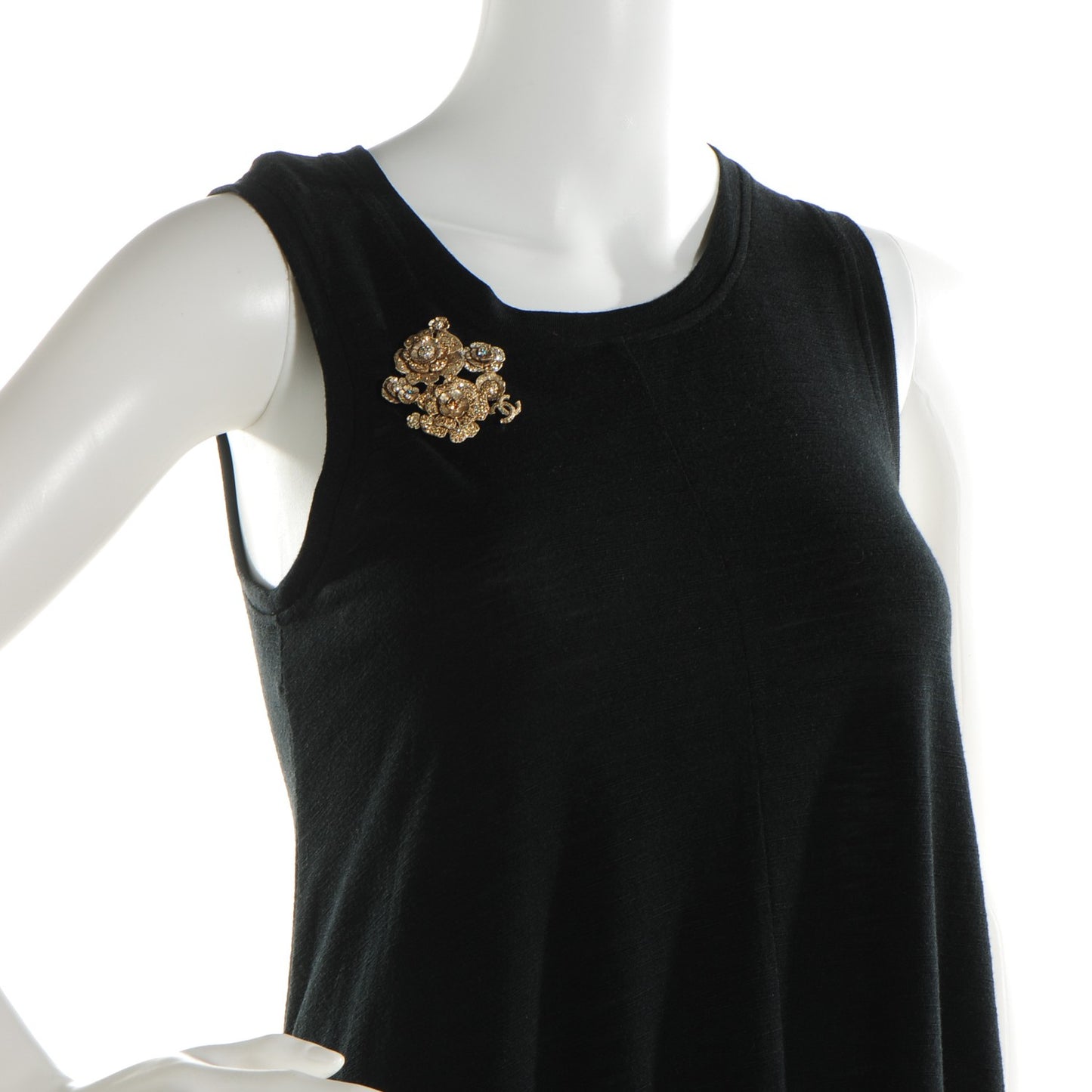 Crystal Camerllia CC Brooch Gold