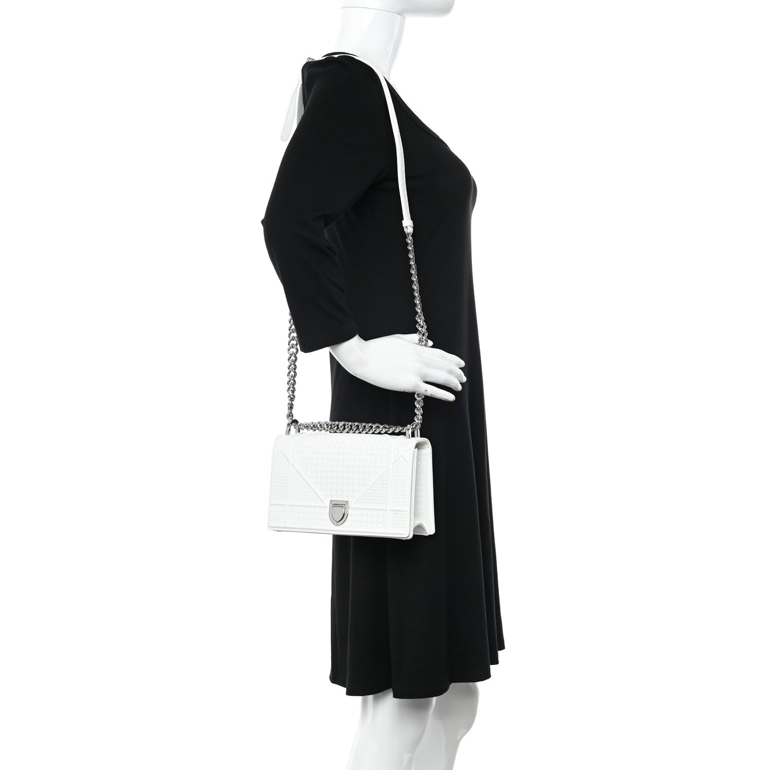 Christian Dior Patent Micro-Cannage Small Diorama Flap Bag White 2 of 18