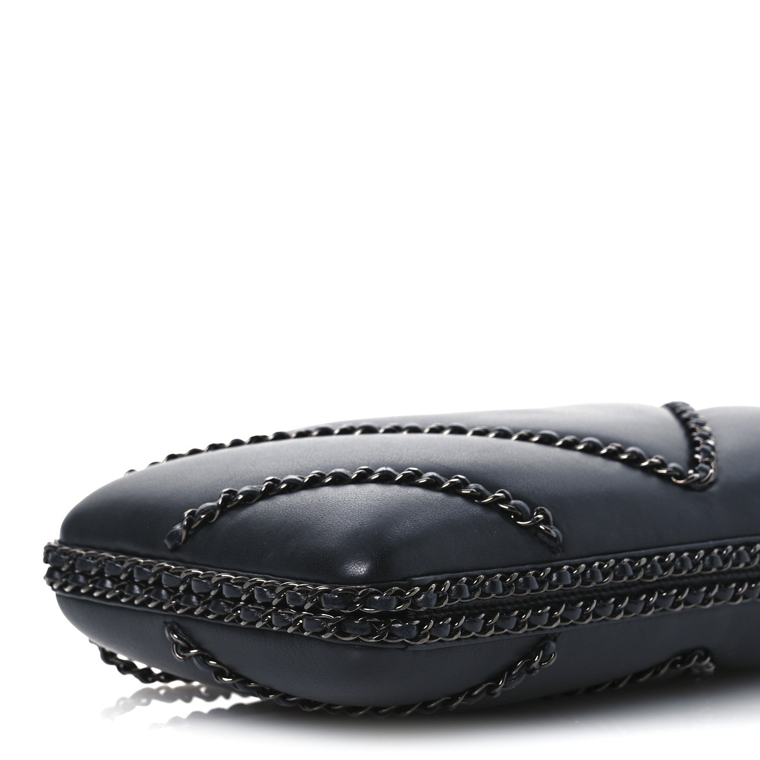 Chanel Lambskin Chevron Quilted Chain Around Clutch Black 8 of 11