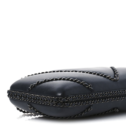 Chanel Lambskin Chevron Quilted Chain Around Clutch Black 8 of 11