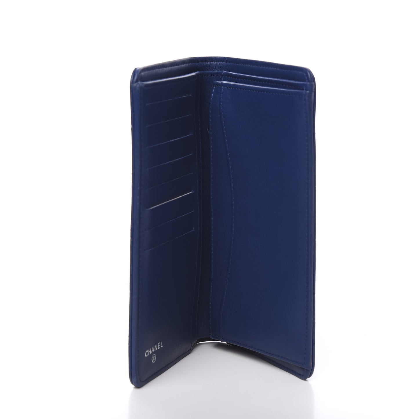 Lambskin Quilted Yen Wallet Blue