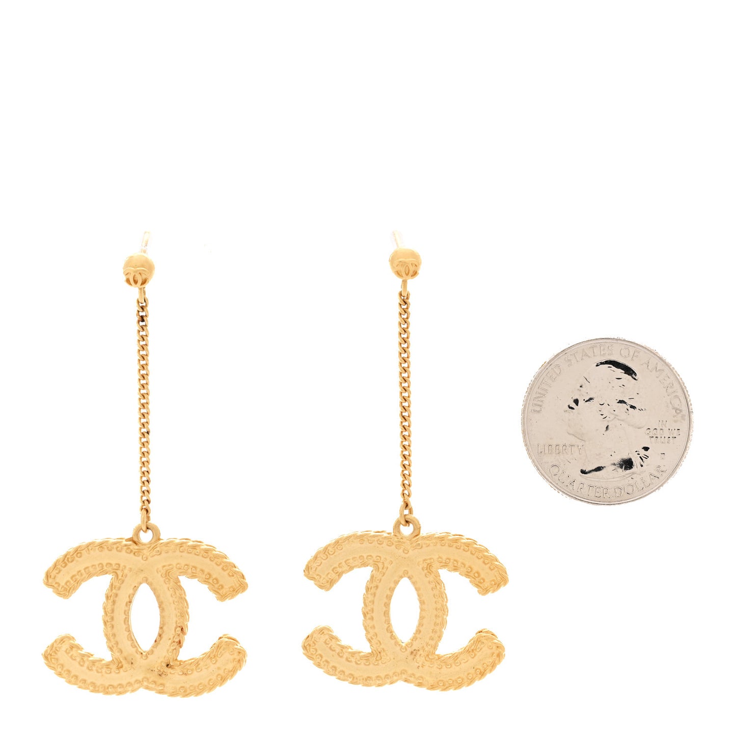 CC Drop Earrings Matte Gold