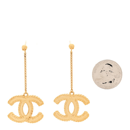 Chanel CC Drop Earrings Matte Gold 2 of 5
