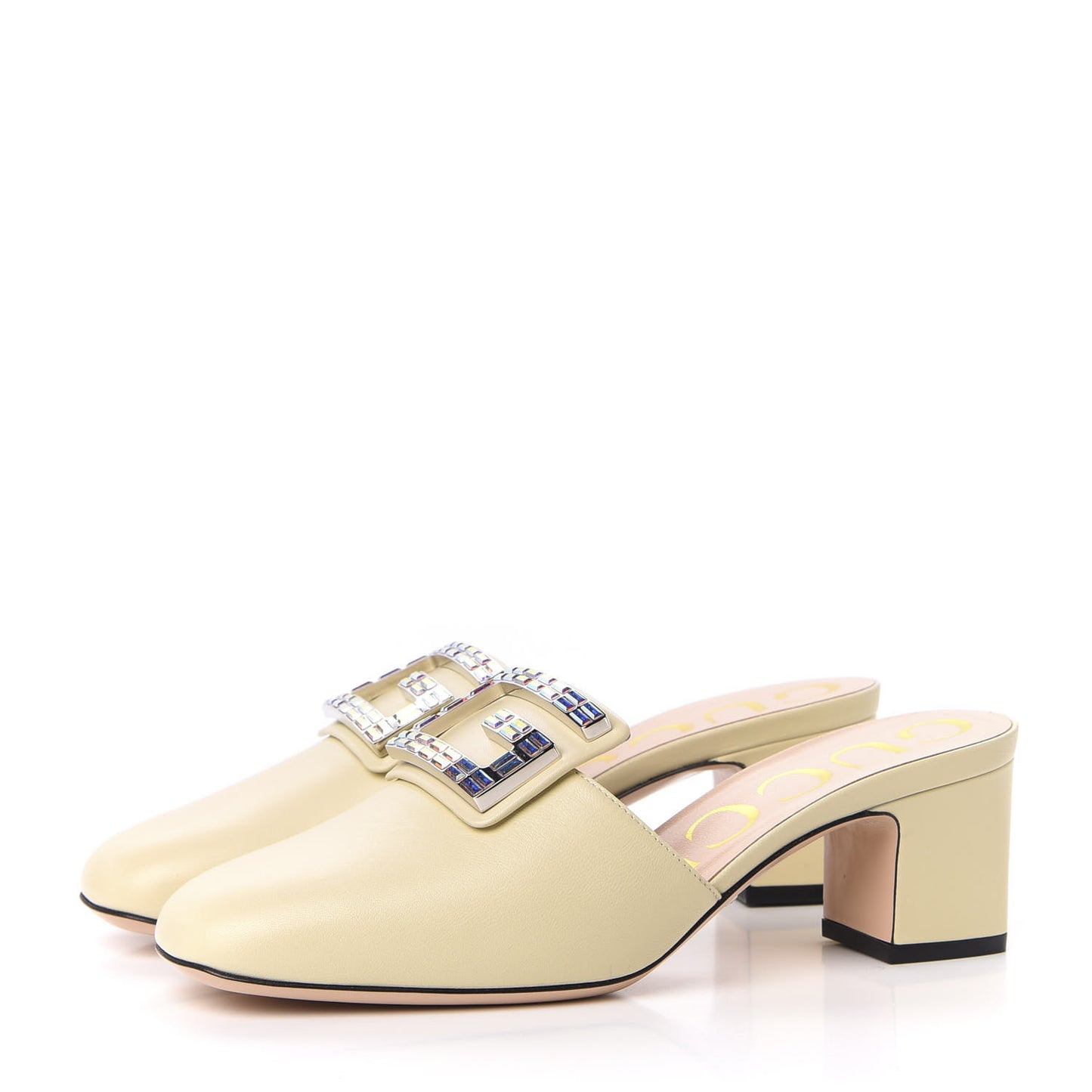Malaga Kid Crystal Square G Madelyn Mules 37.5 Vintage White