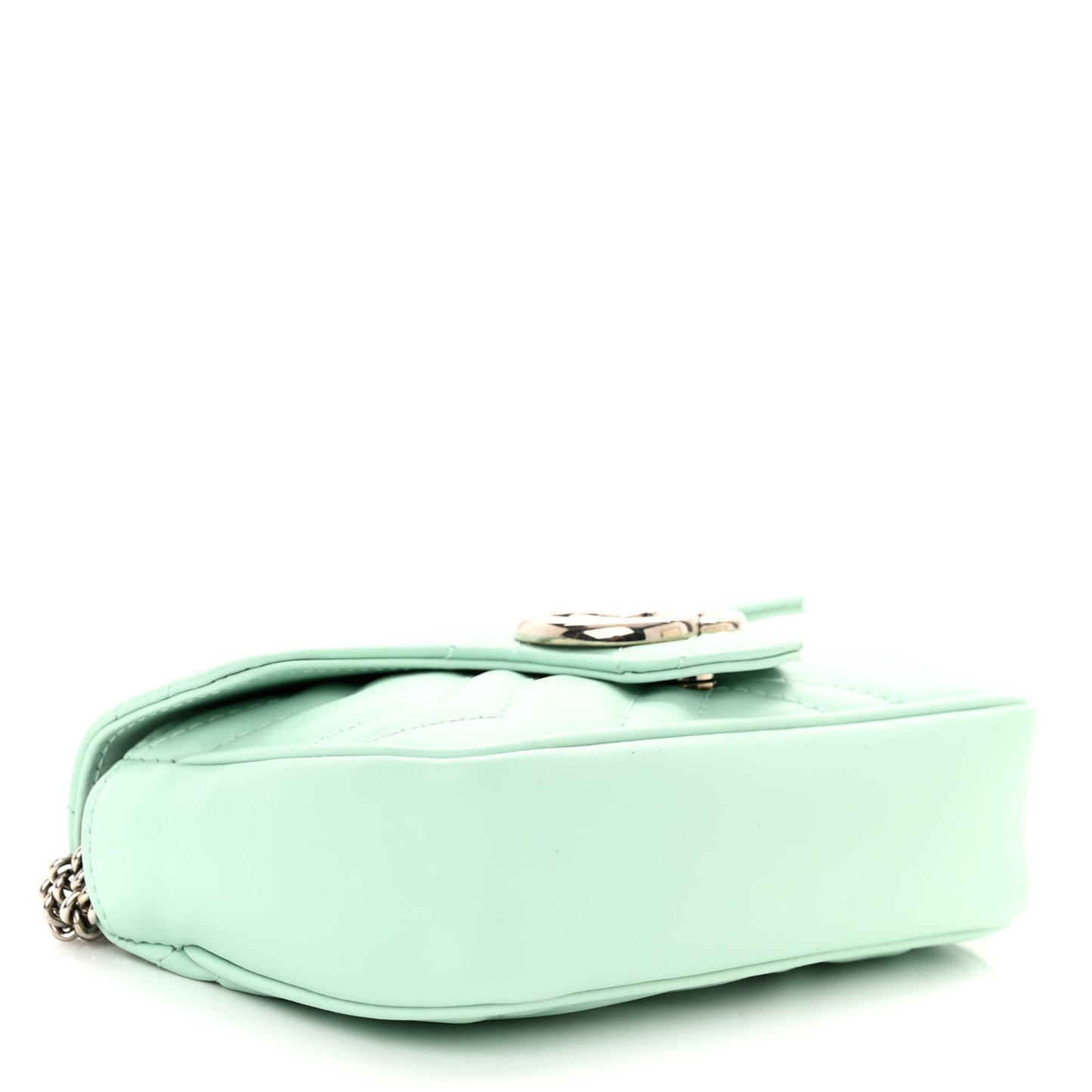 Calfskin Matelasse Super Mini GG Marmont Shoulder Bag Water Green