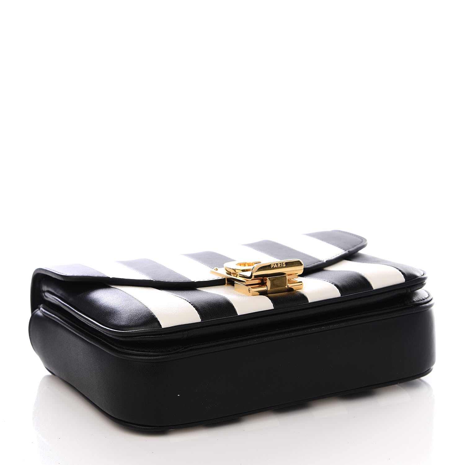 Celine Shiny Calfskin Stripes Small C Bag Black 3 of 8