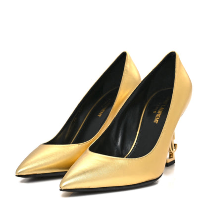 Saint Laurent Calfskin Opyum 85 Pumps 37 Gold 3 of 9