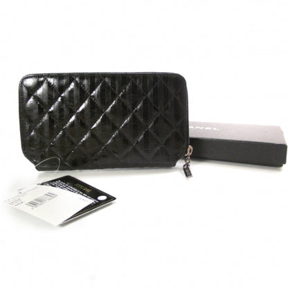 Chanel Leather Striped Reissue Wallet Metallic Black 2 of 9