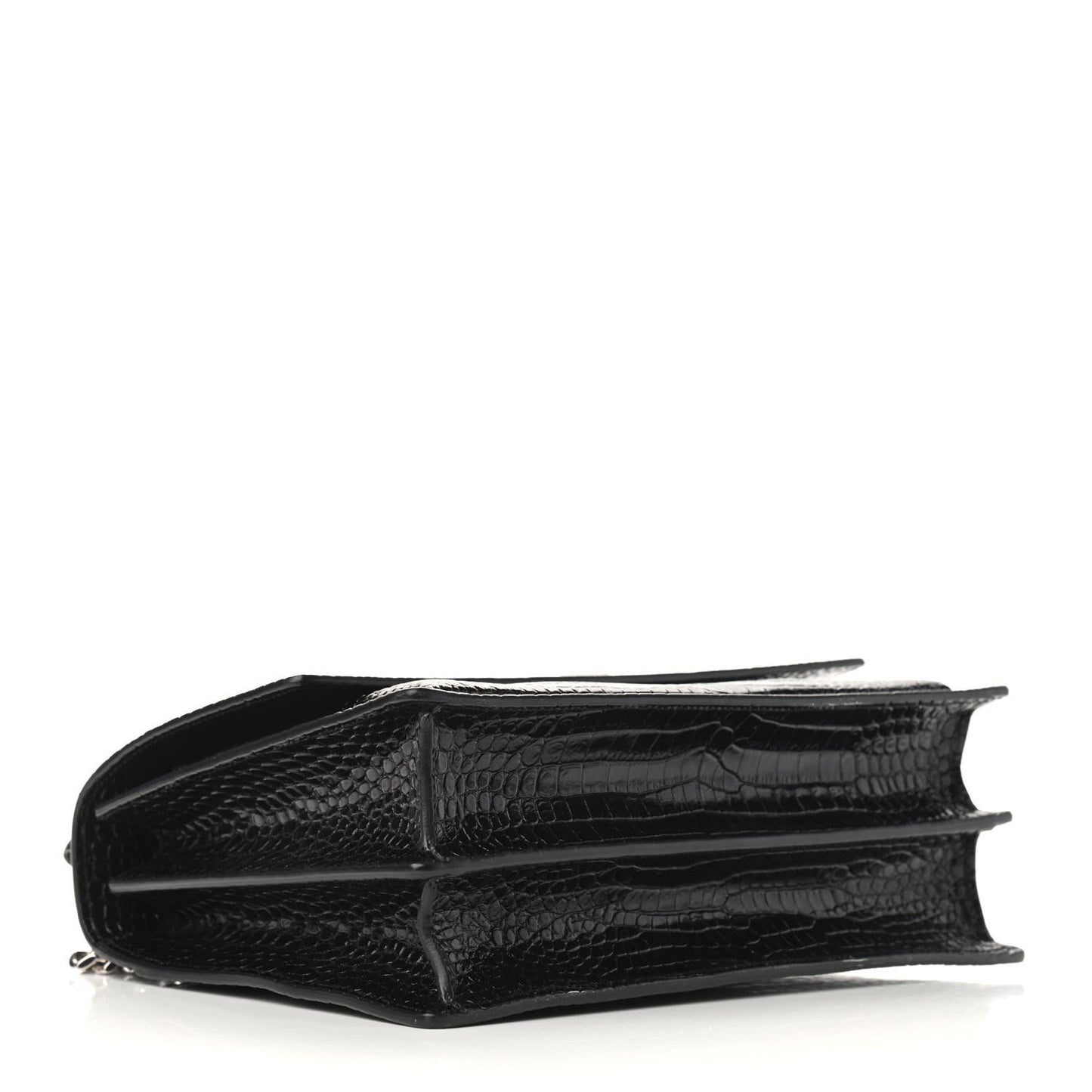 Calfskin Crocodile Embossed Medium Monogram Sunset Black