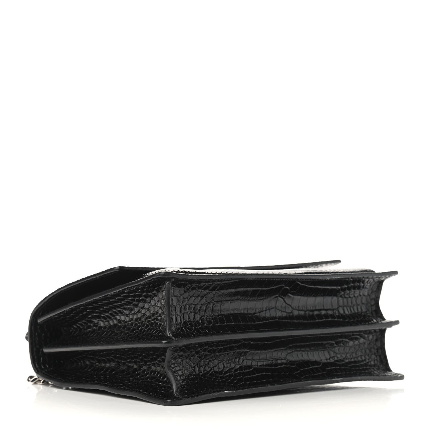 Saint Laurent Calfskin Crocodile Embossed Medium Monogram Sunset Black 4 of 9