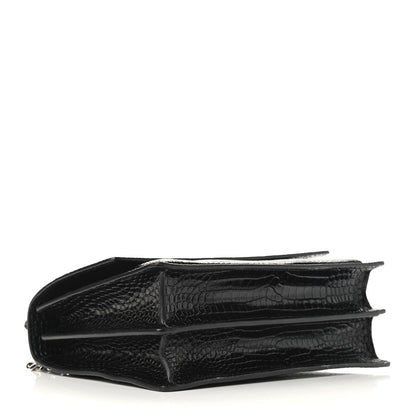 Saint Laurent Calfskin Crocodile Embossed Medium Monogram Sunset Black 4 of 9