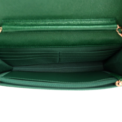 Chanel Metallic Caviar Quilted Wallet On Chain WOC Green 5 of 12