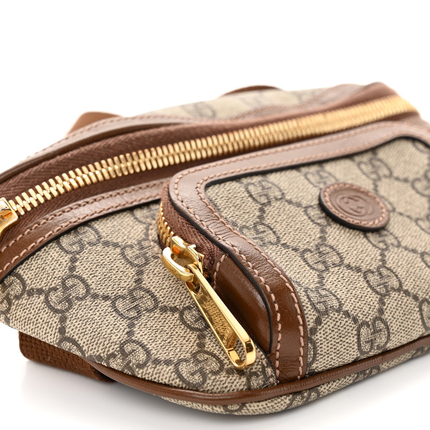 Gucci GG Supreme Monogram Textured Calfskin Retro Interlocking G Belt Bag Beige Ebony Brown Sugar 9 of 10