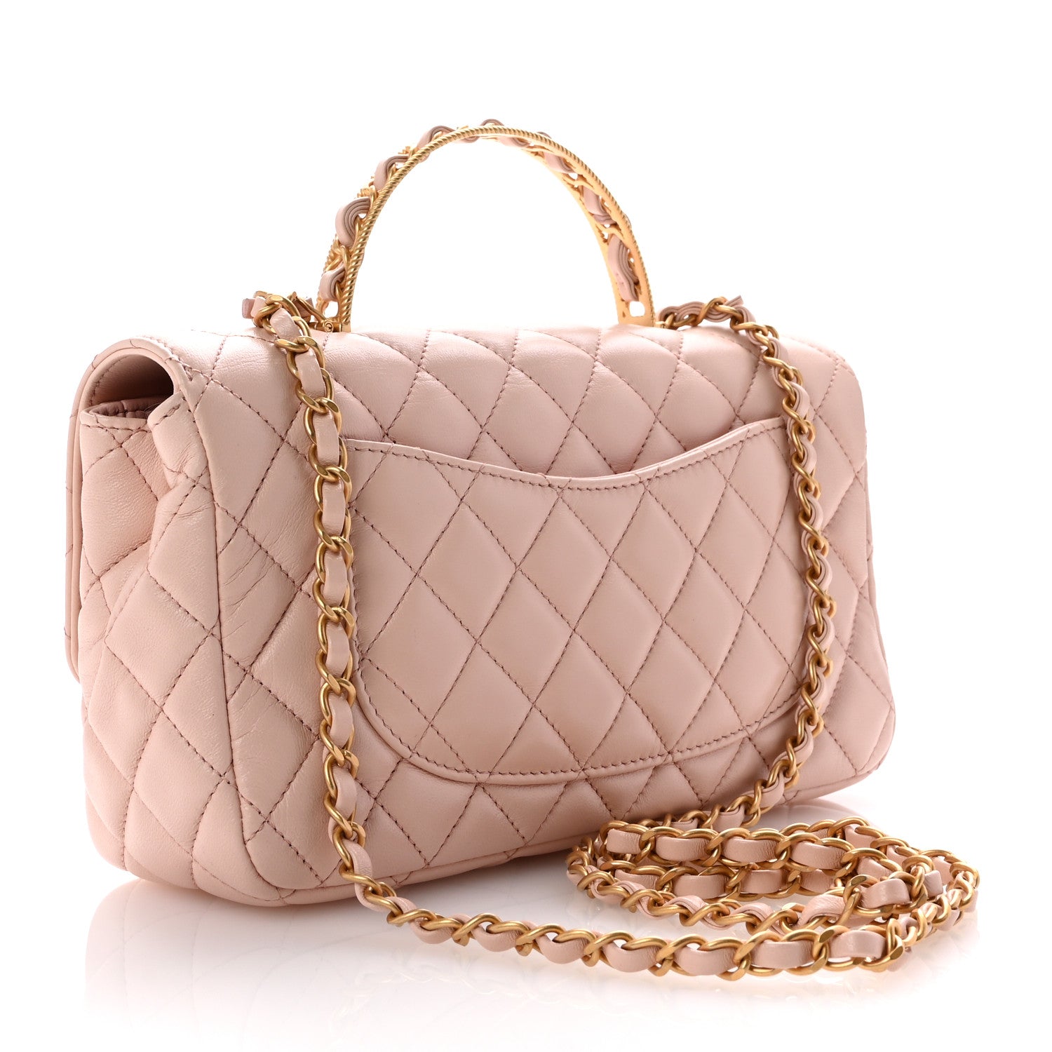 Chanel Lambskin Quilted Small Metal Top Handle Flap Light Pink 3 of 12